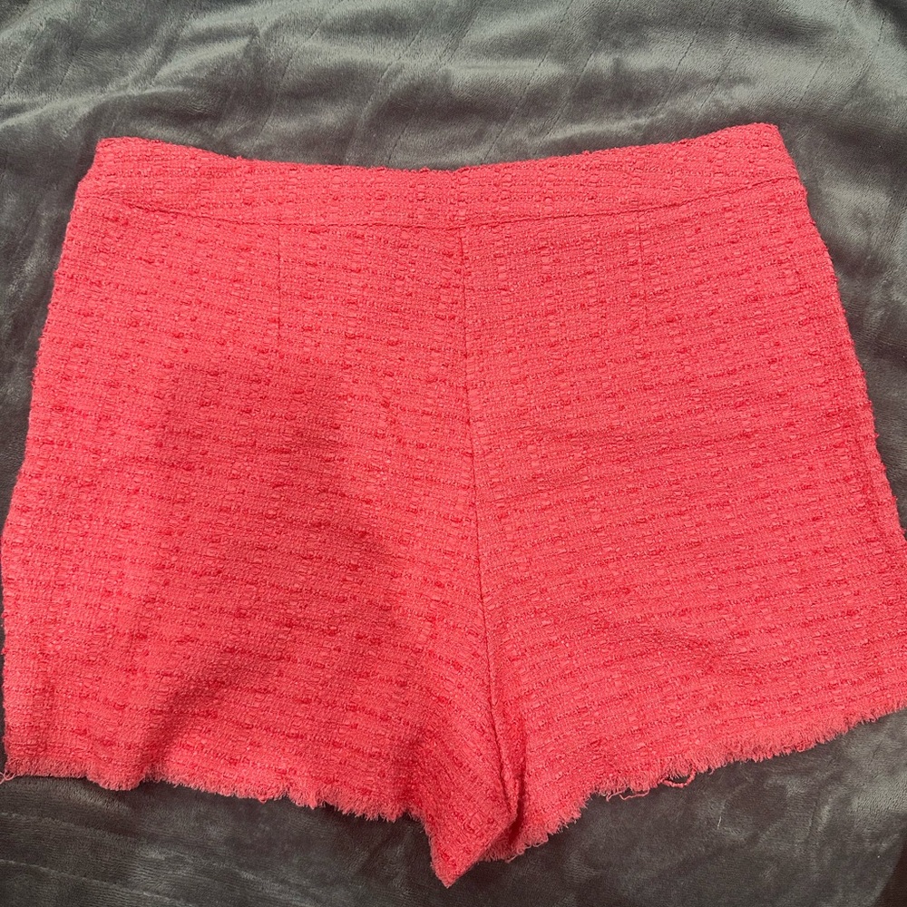 Women's Red Textured Shorts